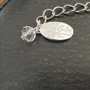 Lucy Gold  Silver Chain choker with Clear rock, crystal black leather